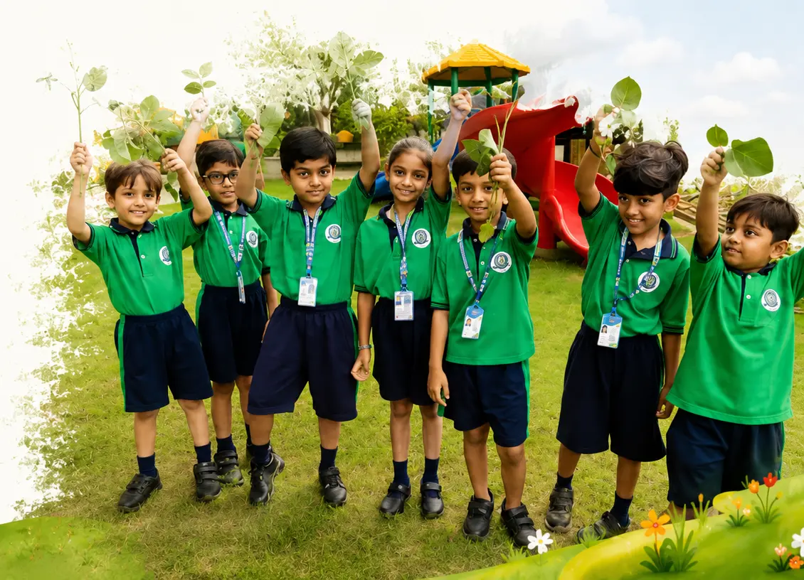 Happy children learning and playing outdoors at Xavier Kids preschool